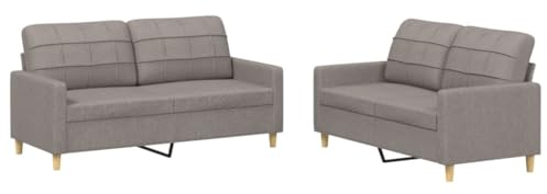 vidaXL Sofagarnitur 2-TLG., Sessel Couch mit Kissen, Sofa Wohnzimmersofa mit Armlehnen, Couchgarnitur Designsofa Sitzmöbel Polstermöbel, Taupe Stoff