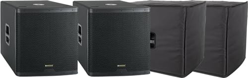 Pronomic C-118SA Aktiv Subwoofer + Cover 2X Set - 2X 1600 Watt Leistung - 18 Lautsprecher mit 3 Schwingspule - Frequenzbereich: 30-200 Hz - 4 DSP-Presets - inklusive Schutzhüllen