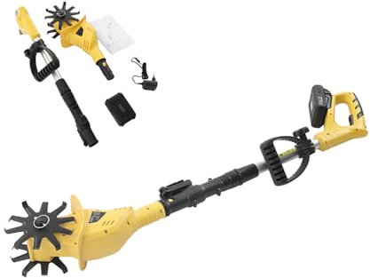 Drahtlose Motorhacke mit Lithium-Batterie 20V Elektro Motorhacke, Fräser mit ergonomischem Doppelgriff für Batterie und Ladestation