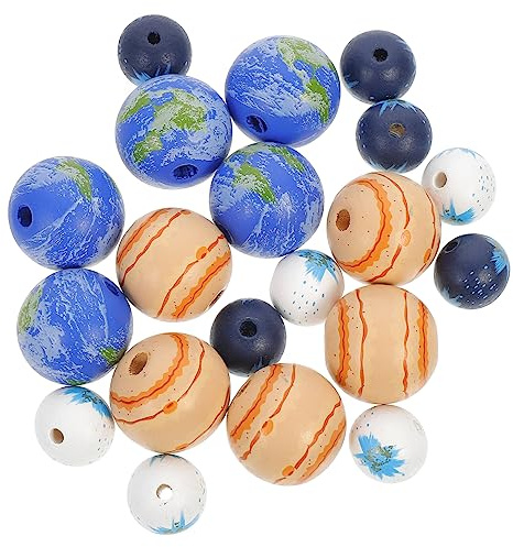 20 Stück Runde Holzperlen, Selbstgemacht Schmuckzubehör, für Kinder | Großem Loch, Robuste Holzabstandshalter, für Ketten und Deko, Kreative Bastelarbeit