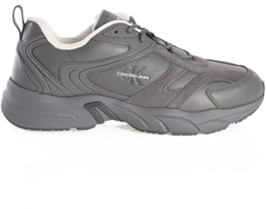Calvin Klein Herren Chunky Sole Sneaker Retro Tennis Low Lace aus Leder, Grau (Charcoal Grey), 43