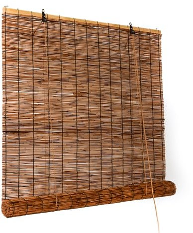 Bambus Jalousie AußEn Bambus Rollo B50 x H80cm B120 x H160cm B160 x H300cm Anti-UV Sonnenschutz Bambusrollo Raffrollo Anpassbar für Fenster Ohne Bohren