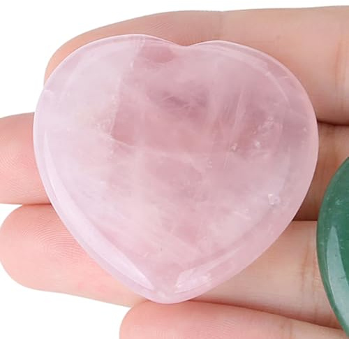 GUJOXILA Rose Quartz Worry Stone Stress Relief Crystals and Healing Stones Gemstones Gifts for Women Heart Gift Polished Reiki Balancing Pocket Massage Crystal Teacher Think You Gift
