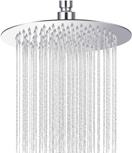 Toaren 10 Pulgadas Rociador para Ducha Redondo Cabezal de Ducha Lluvia Alcachofa de Ducha de Lluvia, Rociador de Ducha con Boquillas Autolimpiantes, Acero Inoxidable 304, Experiencia de Ducha Cómoda