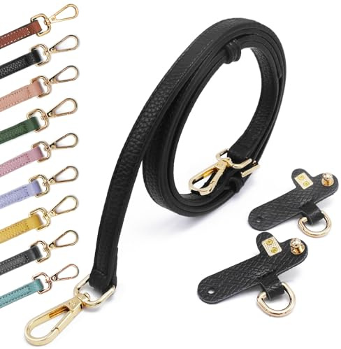 Bandouliere pour Sac A Main Sangle Sac Bandoulière Femmes Réglable Remplacement Bag Purse Straps Black Gold 1.2cm