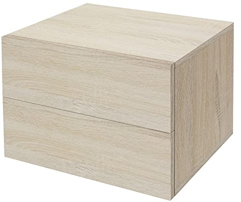 ML-Design Nachttisch hängend mit 2 Schubladen, Sonoma-Eiche, 42x29x30 cm, Holzwerkstoff, Schwebend Nachtschrank, Wandmontage, Kommode Nachtkommode Wandschrank Nachtkonsole Wandnachttische Wandregal