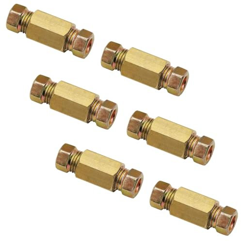 3/16 Brake Pipe Fittings Set, 6 Unions and 12 Nuts for 4.75mm SAE Flaring Brake Line Kit
