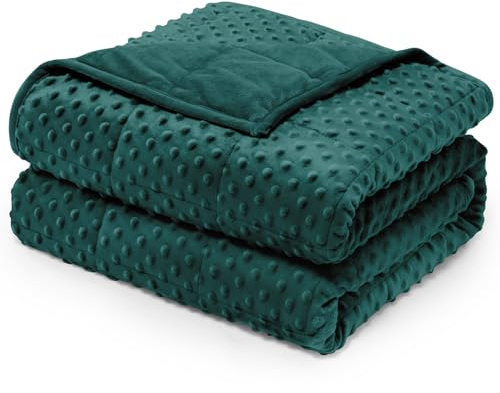 Wemore Minky Dot gewichtete Decke für Erwachsene, King-Size-Größe, 6,8 kg, weiche, gemütliche, schwere Decke für Bett und Couch, atmungsaktive Decke für alle Jahreszeiten, mit Glasperlen, Dunkelgrün,