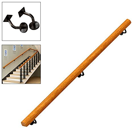 TONZN corrimano ringhiera per scale esterne, corrimano in legno per scale per interni ed esterni, montaggio a parete per corridoio di casa, maniglioni, antiscivolo, 0,5 m - 6,1 m (dimensioni: 120 cm)