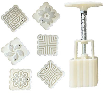 50g Mold 6 Square Flower Stamps Cookie Cutter Hand Press Green Bean Cake Pastry Bakeware