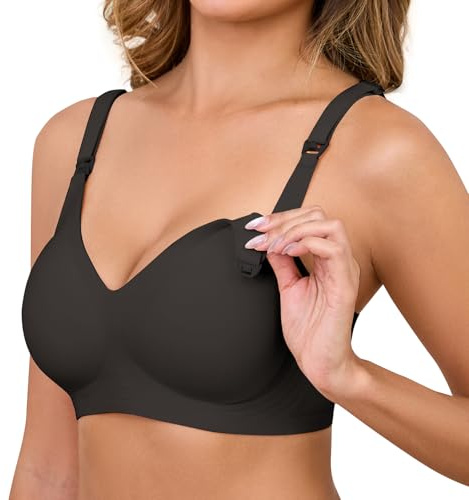 CMTOP Amnings-BH för kvinnor sömlös andningsbar moderskaps-bh mjuk och bekväm dam-bralette, justerbar och avtagbar rem, amnings-BH graviditet, sömn, bralette, Svart, S