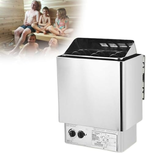 Estufa de calefacción para sauna de pared con controlador interno Buena conductividad térmica Sauna de baño húmedo y seco Fácil ajuste de temperatura Temporizador de 3 horas,6KW