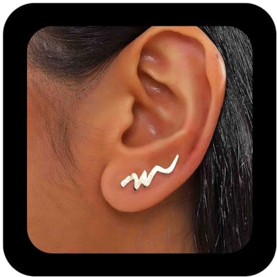 Enautoabs Minimalistische Geometrische Ohrstecker Ohrringe Welle Ohrclimber Ohrringe Gold Ohrclimber Crawler Ohrringe Geometrische Climber Manschettenohrringe Schmuck Für Frauen