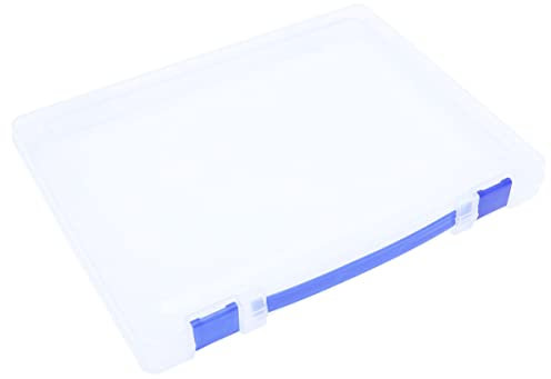 TOGEVAL Boîte De Rangement Documentaire Plastique Transparent Avec Boucle Bleue Organisateur Portable Pour Fichiers Et Documents Pour Bureau Et Maison