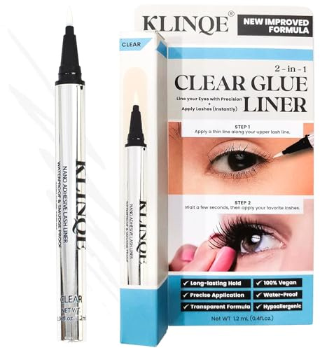 Clear Eyelash Glue Liner Pen, Waterproof, Smudge Proof, Strong Hold Lash Extension Adhesive, Latex Free, For Eyelashes Extension, Compatible with Any Lashes