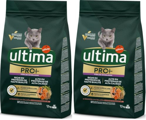 Ultima Pro + Pienso para Gatos con Salmón - 1,1kg (Paquete de 2)