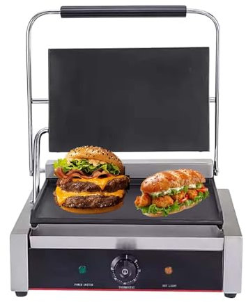 Gril à Paninis Professionnel Appareil à Sandwichs à Pression, Gril éLectrique De Contact 2200 W/3600 W, Barbecue De Cuisine, Pliable à 180°, Avec PoignéE Froide,14x9Flat