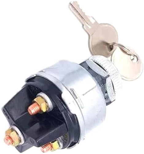 DEMULAX Interruptor de encendido con llave, interruptor de encendido universal de 4 posiciones de 12 V for automóvil, camión, tractor, remolque, montacargas y más, Acc/Off/IGN/Start interruptor de lla