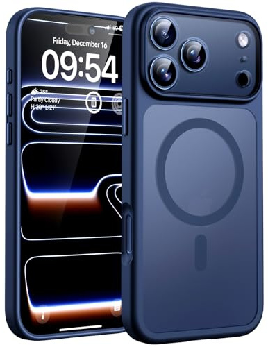 TOCOL Funda para iPhone 17 Pro, Protección Lente Cámara, Imanes Integrado, Compatible con Magsafe, Protección contra Caídas, Translúcida Mate Trasera, Azul Marino
