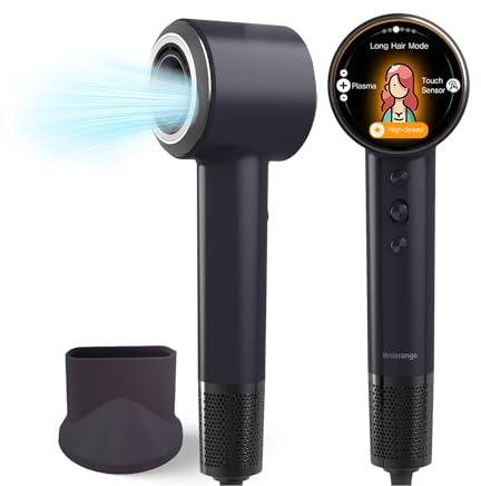 Ionen Föhn mit Diffusor- Haartrockner 1600W für Familie & Profis- Fön [6 Modi LCD-Display] Haarföhn Plasma-Technologie, leise & leicht- reisen Hair dryer, Föhn Ionen schwarz