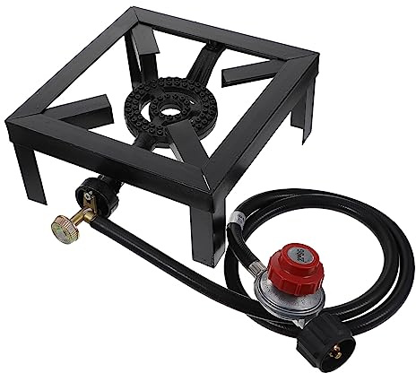 Milisten Fornello Gas Esterno Propano Con Bruciatore in Ferro Regolabile e Tubo Per Cucina Portatile Campeggio Outdoor