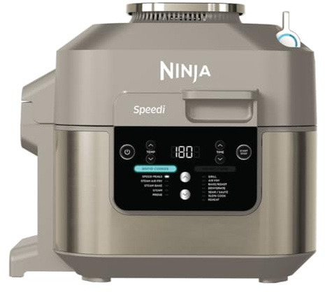 Ninja Speedi 12-in-1 Multi-Cooker, Air Fryer and Slow Cooker, 5.7L Cooking Pot, Meals for 4 in Minutes, Air Fry, Steam, Grill, Bake, Roast, Sear, Slow Cook and More, Stone Gold ON500UKSTGD