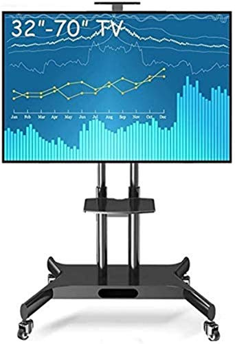 YZYSHA Table Top Tv Stand Rolling Tv Cart with Swival Screen, Tall Adjus Height Steel Tv Stand for for Plasma/LCD/OLED Tvs,Fit 32- 70 Tv