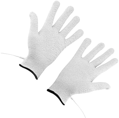 HEMOTON Guantes de Masaje Portátiles Fibra de Plata y Pe, Diseño Cómodo y Conductores para Terapia de Mano
