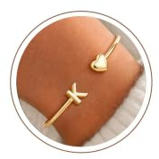 Turandoss Buchstaben Armband Damen Mädchen Gold – 14K Vergoldetes Herz Armreif Offen Armband mit Buchstaben A–Z Personalisierte Geschenke für Frauen Mädchen Freundin Geschenk Schmuck Damen