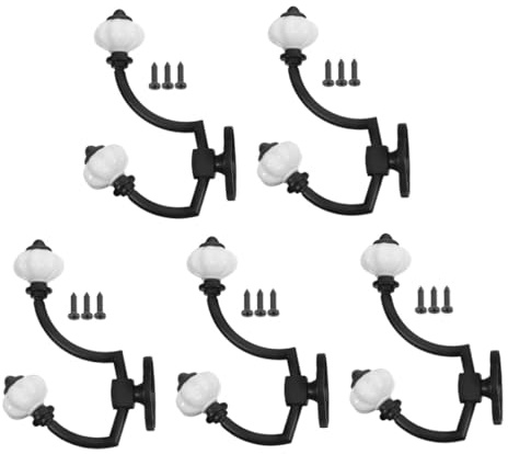 Genérico Ganchos Dobles para Pared de Aleación de Zinc Vintage 5 Piezas Mediano Negro Percheros Metálicos Resistentes para Colgar Abrigos Sombreros y Toallas Ideales para Baño
