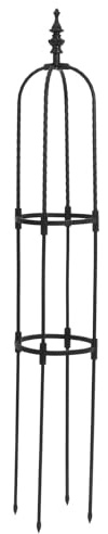 Housoutil Metall Obelisk Rankhilfe für Kletterpflanzen 120cm Hohe Gartenpflanzenstütze aus 8mm Eisenrohr mit Bodenhülse Rankgitter für Rosen Clematis und Topfpflanzen