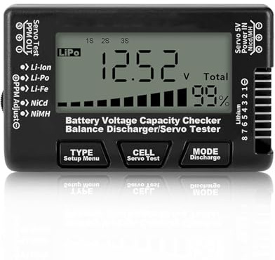 MeevrgR CellMeter 8 Digital Battery Capacity Tester for LiPo, LiFe, Li-Ion, NiMH & NiCd RC Batteries, Voltage Balance Discharger with LCD Display