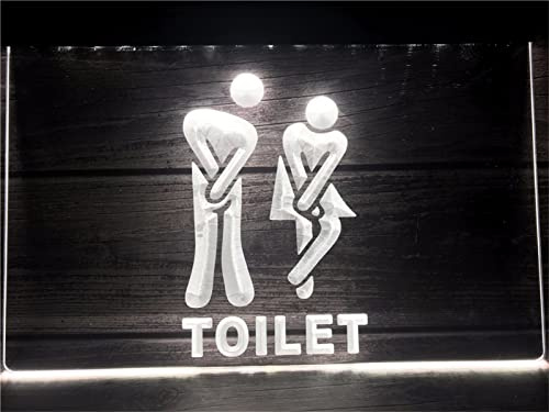 GLJTUO Insegna Luminosa A LED per Toilette, Insegna al Neon A LED, Lettere Luminose Alimentate A Spina, Lavagna Luminosa A LED, per Ingresso di Negozi E Toilette, Cartello da AP,White