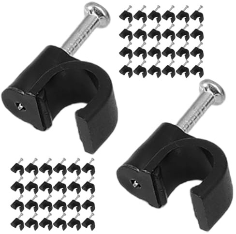 GOOHOCHY Fermacavi Chiodi Neri 6 Mm, 400 Pezzi, Clip di Fissaggio Cavi Resistenti per Cavi Elettrici, Ethernet, Tv e Usb, per Organizzazione e Installazione su Muro in Ambienti Interni