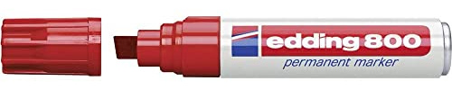 edding 800 Permanentmarker - rot - 1 Stift - Keil-Spitze 4-12 mm - für breite Markierungen - wasserfest, schnell-trocknend, wischfest - für Karton, Kunststoff, Holz, Metall, Glas