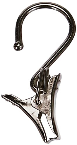 Gardinia Ganci con Clip per Set con Cavo per Tenda, 20 Pezzi, Metallo, Nichel