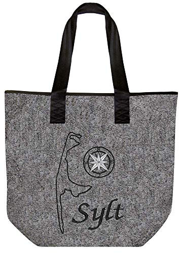 Fan-O-Menal Filztasche mit Einstickung - SYLT - 26090 - Bag Shopper Umhängetasche