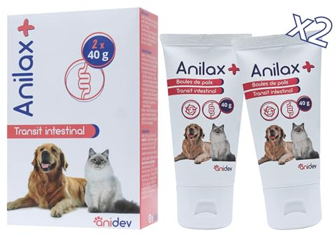Anidev Anilax+ - Ergänzungsfuttermittel für die Verdauung bei Katze und Hund - Tube 40 g | Begrenzt Haarballen und fördert den natürlichen Transit – Malz, Psyllium und Hefen – ideal für Katzen und Hunde – Oralpaste