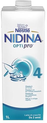 NESTLÉ NIDINA Optipro 4 Latte di Crescita Liquido per Bambini da 2 anni, 4 Brick da 1L (4L)