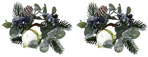 Gisela Graham Jul stearinljus ring eukalyptus och blå bär för 2,5 cm middag ljus set med 2
