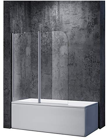 Sonni Paroi de douche 120 x 140 cm Paroi de douche pour baignoire avec stabilisateur