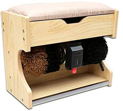 QFFL Shoe polisher machine Electric Induction Shoe Polisher with Storage Box and Soft Cushion Used As A Shoe Stool Suitable for Home and Business (Color : A, Size : 50cm)