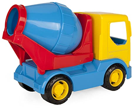 Wader 35313 - Tech Truck Betonmischer mit drehbarer Trommel und stabilen Stahlachsen, ca. 23,5 x 11,5 x 17 cm groß, ab 12 Monaten, ideal als Geschenk für kreatives Spielen