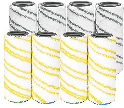 DrRobor 8 Spazzola a Rulli di Ricambio per Karcher FC7 FC5 FC3 EWM2 FC 3d Cordless Lavapavimenti 2.055-006.0 2.055-007.0 (Giallo+ Grigio)