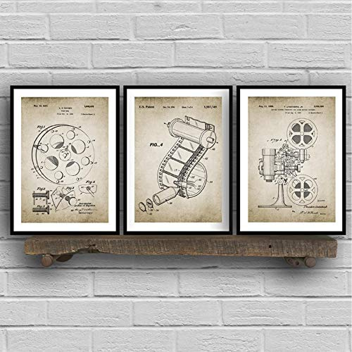 ZMFBHFBH Carteles e impresiones de lienzo de cámara de imagen en movimiento vintage, marco de lienzo, obra de arte, decoración del hogar, 30x40 cm (12x16 pulgadas) x3 con marco