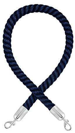 Premium Locking Rope with Carabiners (Diameter 38mm) - Locking Rope with Snap Ends (1.5m, Blue/Polished Chrome)