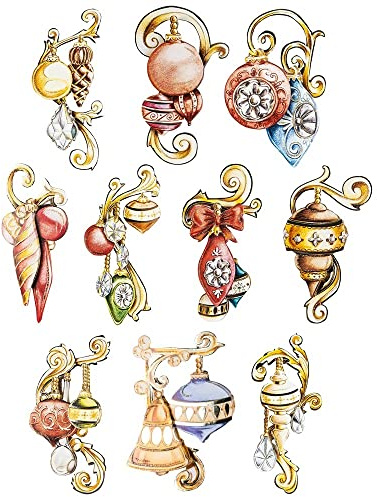 Ideen mit Herz 3-D Motive, ausgestanzt, ca. 7-10 cm, 10 Stück im Beutel | Bilder zum Basteln & Dekorieren | Grußkarten selber machen | Bildmotive für Scrapbooking & DIY-Deko (Weihnachtskugeln VIntage)