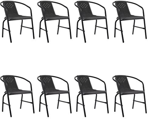 vidaXL Gartenstühle 8 STK. Rattan-Optik Kunststoff und Stahl 110 kg, Outdoor Stuhl, Armlehnstuhl, Essstuhl, Terrassenstuhl, Stapelstuhl
