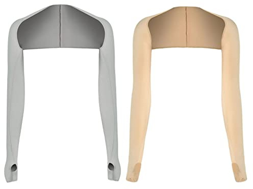 Elegtiskas 2 Pairs Sun Protection Arm Sleeves Shrug Anti-UV Golf Cooling Shawl with Finger Hole