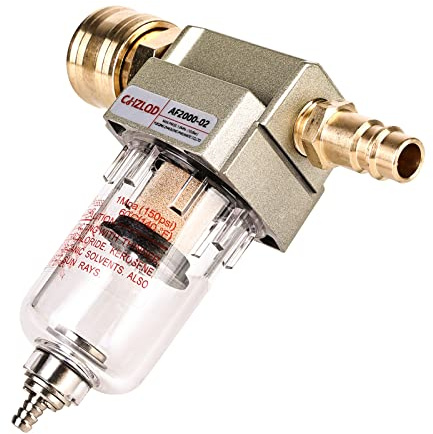 Wasserabscheider Druckluft 1/4 Zoll, Ölabscheider, Wasserabscheider, Druckluft Filter, Druckluft Wartungseinheit Druckminderer mit Deutscher Schnellkupplung für Kompressor Filter